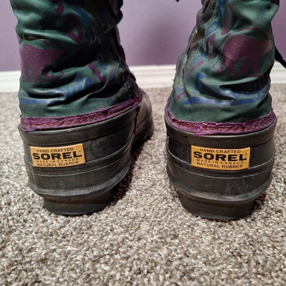 Vintage Sorel womens 7 tall calf black purple cinch lace snow boots waterproof - Picture 8 of 8